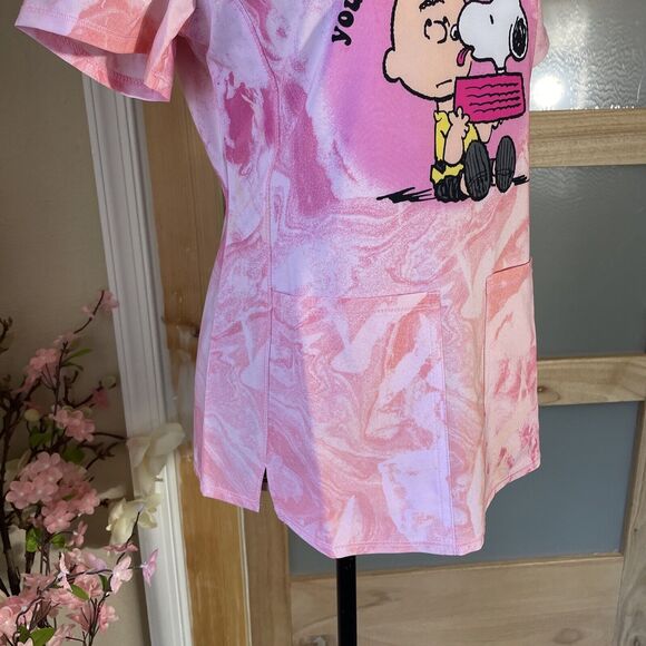 Charlie Brown Snoopy Cherokee Scrubs Tooniforms Peanuts V Neck Top Size XS - Picture 3 of 7